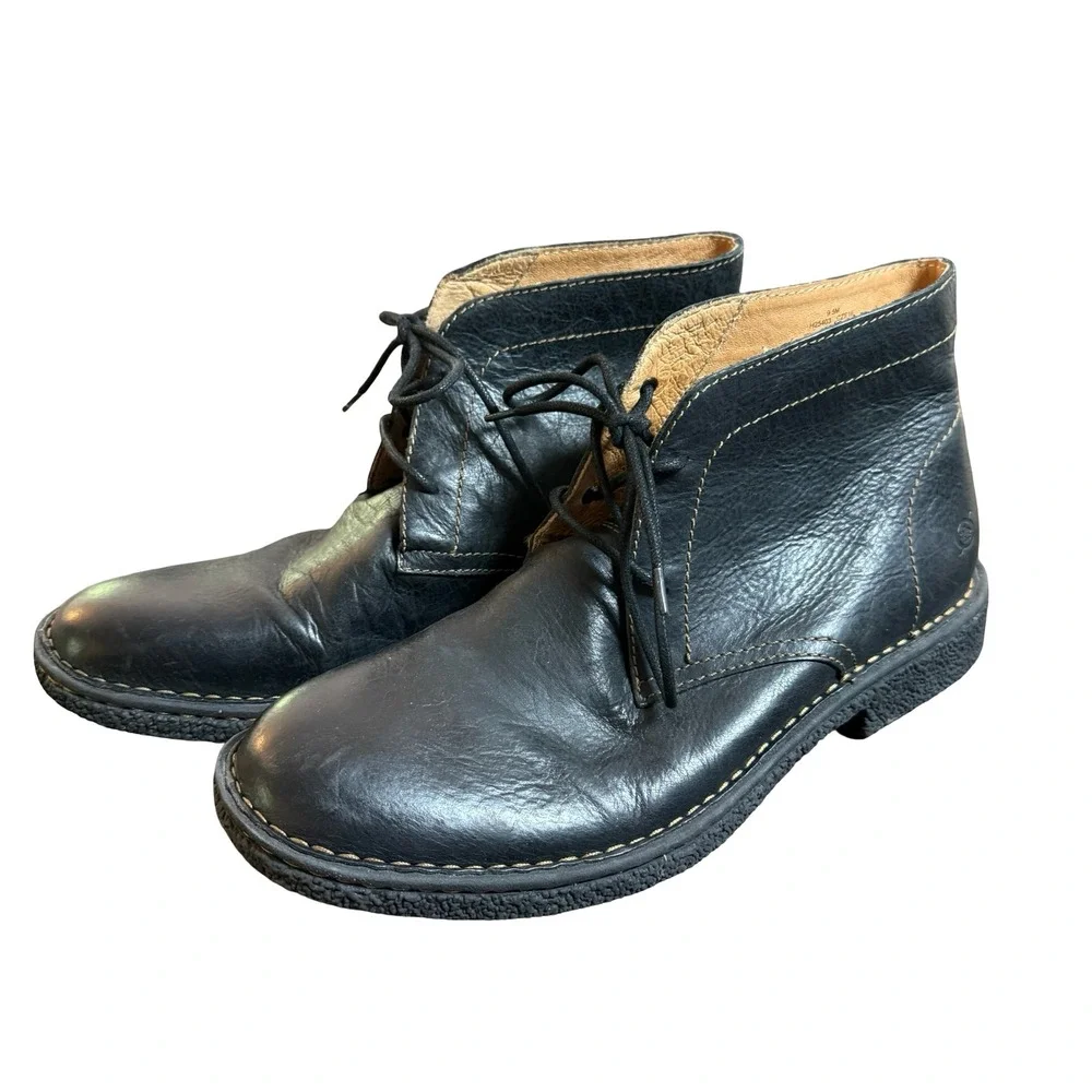Born Harrison Black Leather Chukka Boots Mens 9.5 M H25403 Desert Ankle Boots